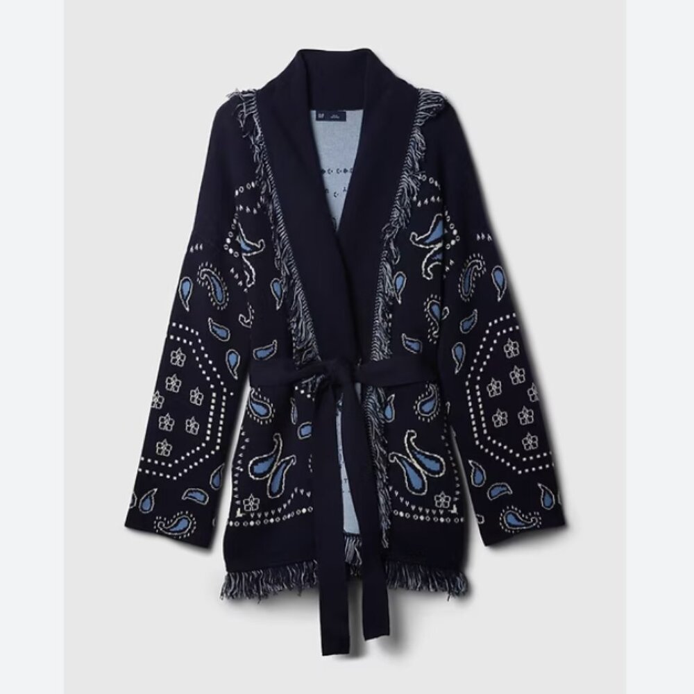 GAP Cotton-Blend Fringe Shawl Cardigan